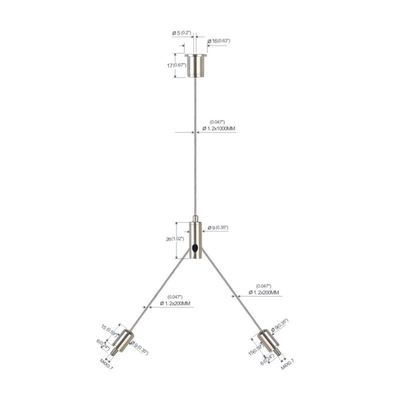 طقم تعليق شوكة High Bay Light Fork ، طقم تعليق سلك مطلي بالنيكل النحاسي YW-86023