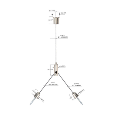 طقم تعليق شوكة High Bay Light Fork ، طقم تعليق سلك مطلي بالنيكل النحاسي YW-86023