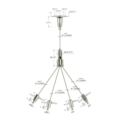 طقم تعليق شوكة High Bay Light Fork ، طقم تعليق سلك مطلي بالنيكل النحاسي YW-86023
