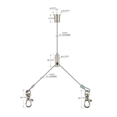 نظام تعليق لوحة LED على شكل Y مع Lobster Hook YW-86021